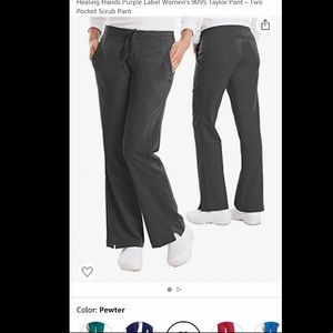 Healing Hands Purple Label premium ladies scrub pants, Petite Large, Pewter,